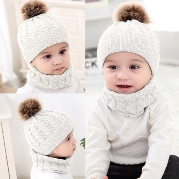 2 Piece Pompom Toddler Knit Hat and Scarf Set - Picture 4 of 6
